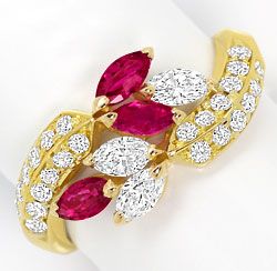 Foto 1 - Traumhafter Rubin Diamant-Ring Spitzen Rubine, Gelbgold, S3253